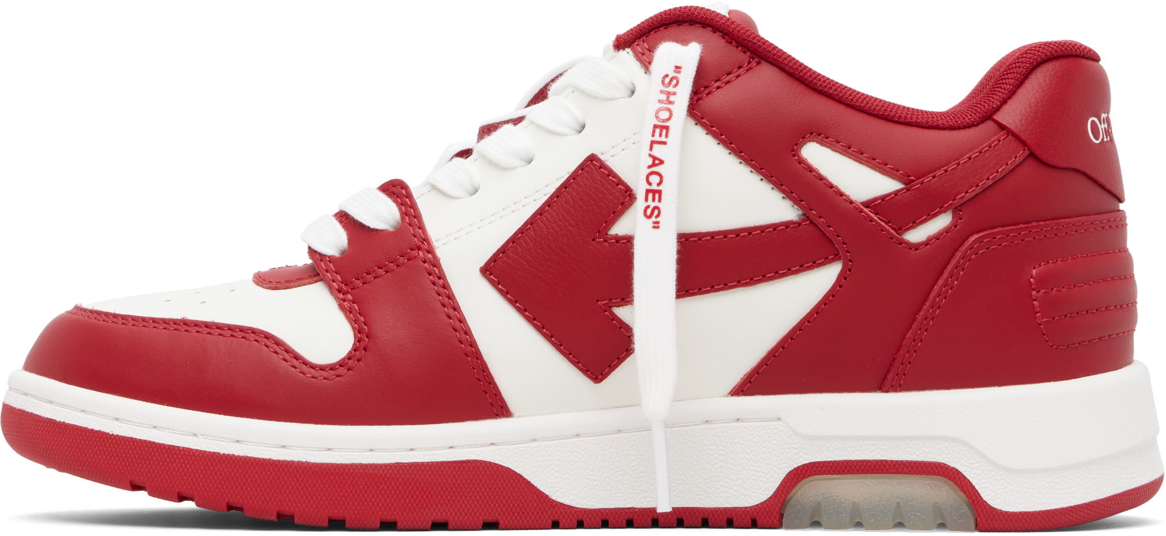Red & White Out Of Office Calf Leather Sneakers