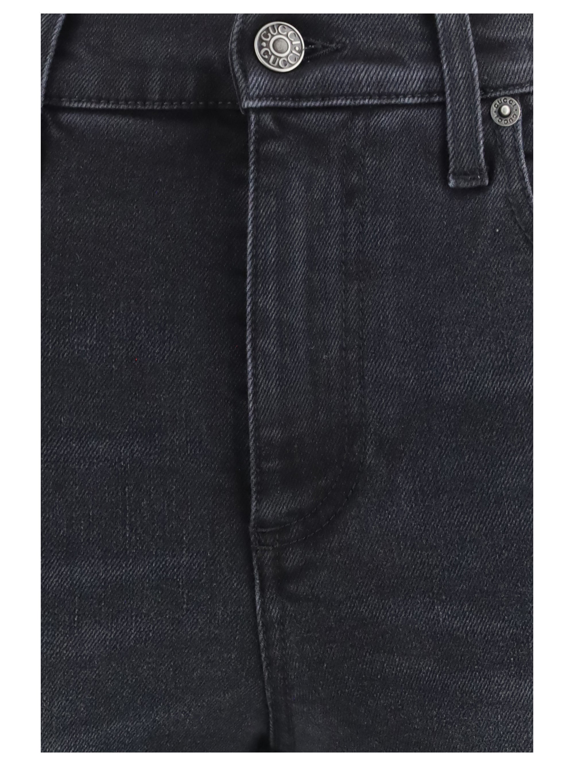 Washed Cotton Denim Jeans — Black