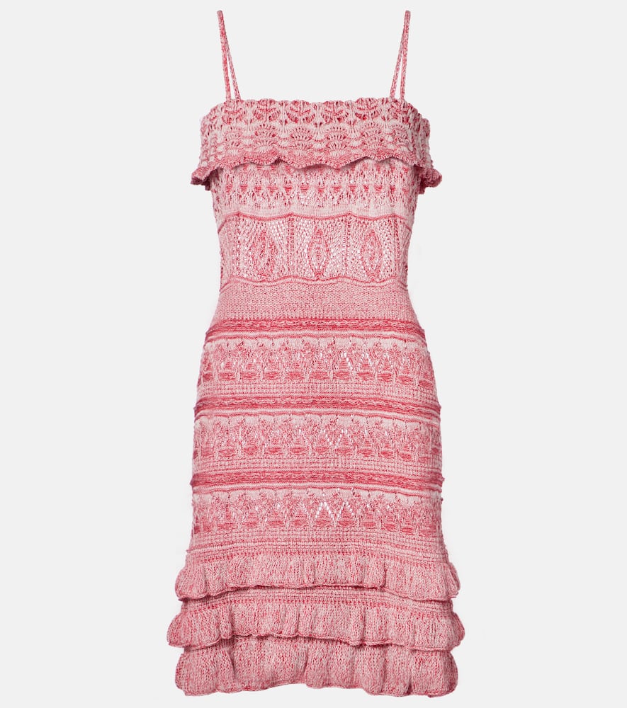 Crochet ruffled cotton minidress