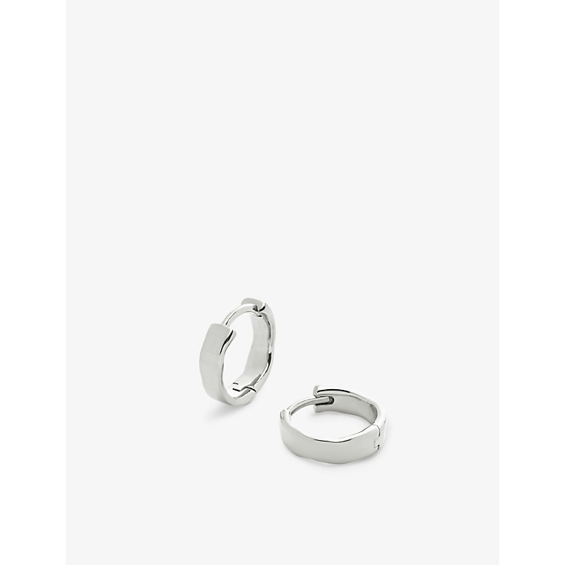 Womens Sterling Silver Siren Muse Recycled Sterling-silver Huggie Earrings 