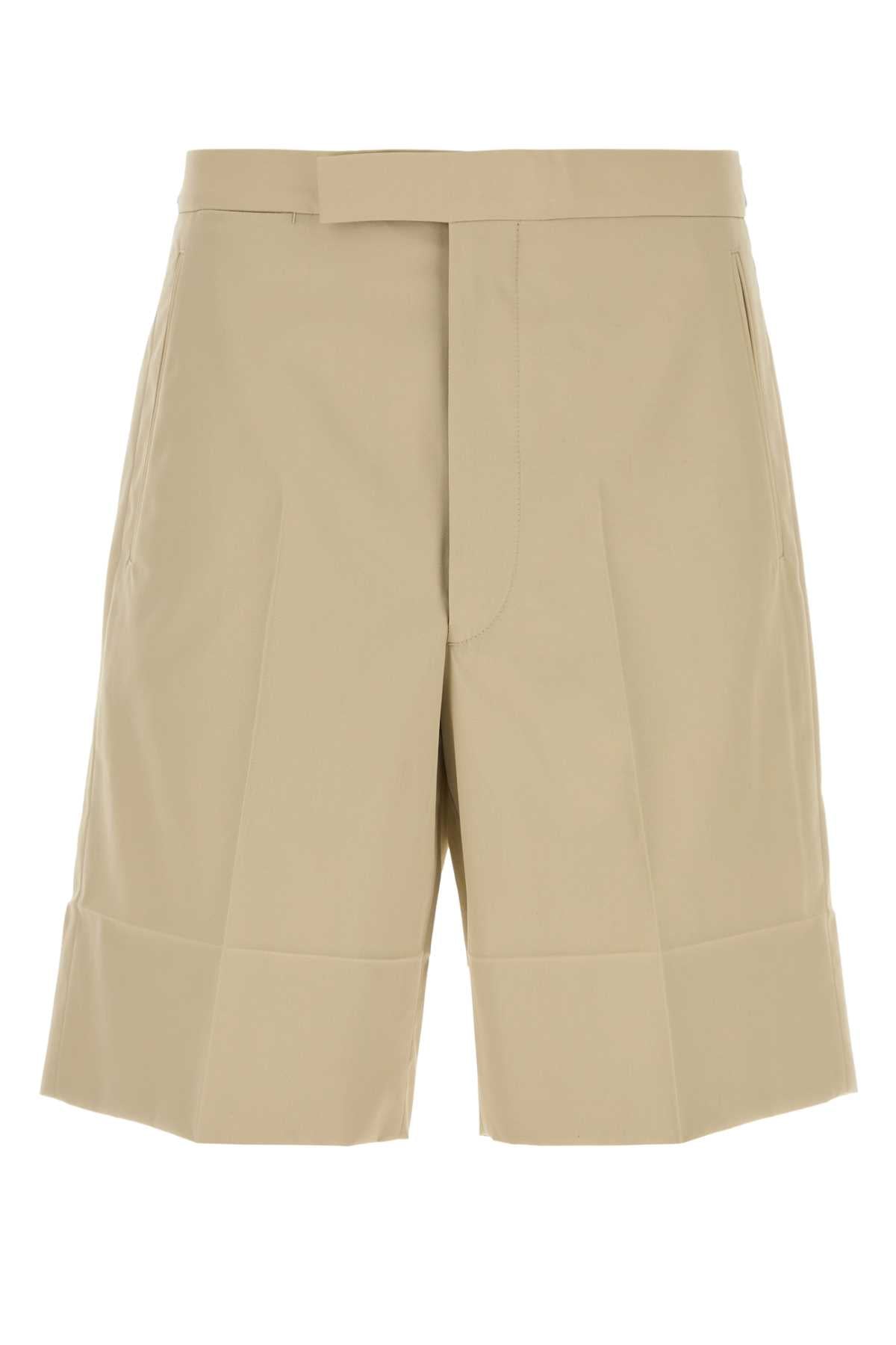 Cotton Bermuda Shorts — Beige