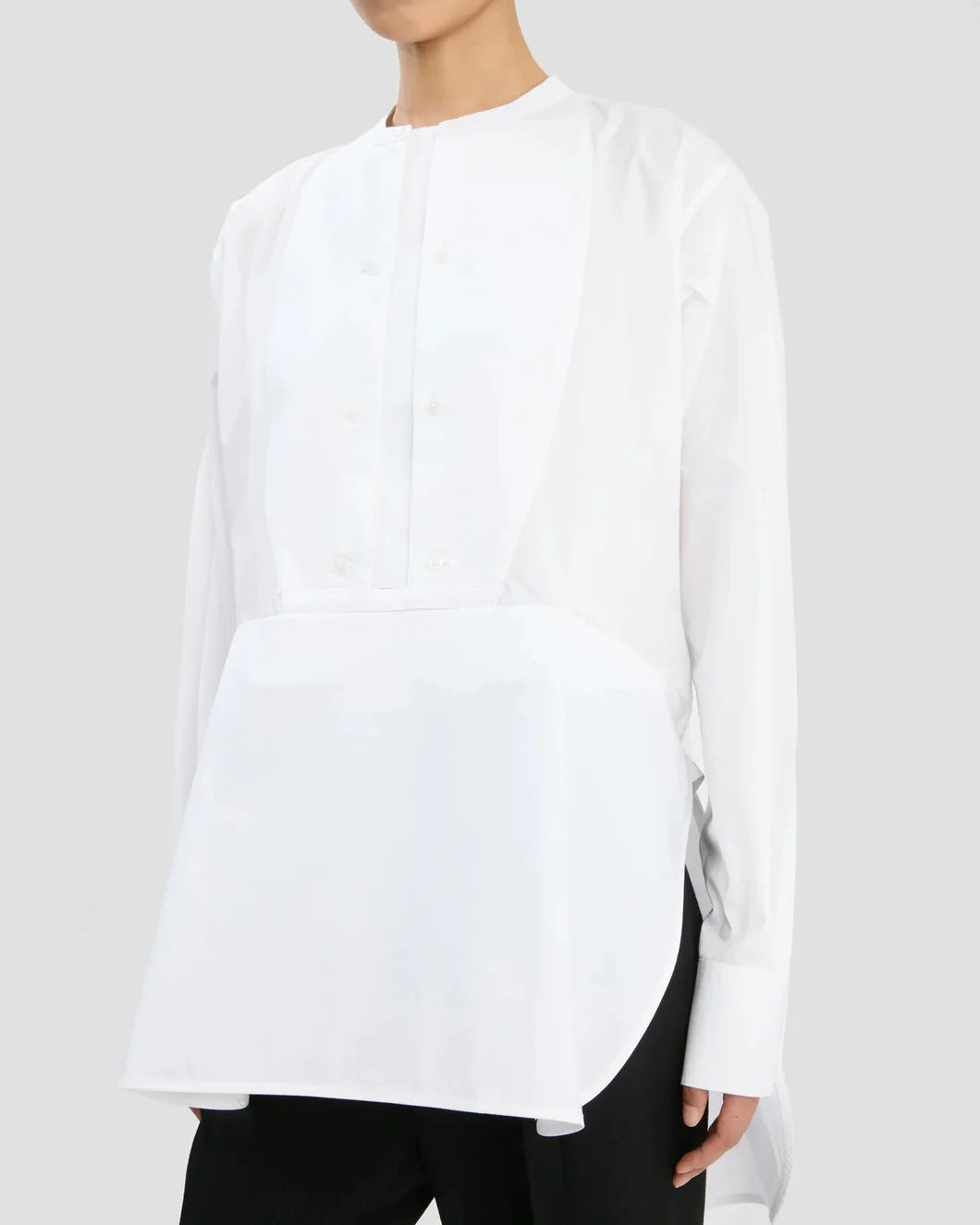 Double Bib Detail Shirt In White
