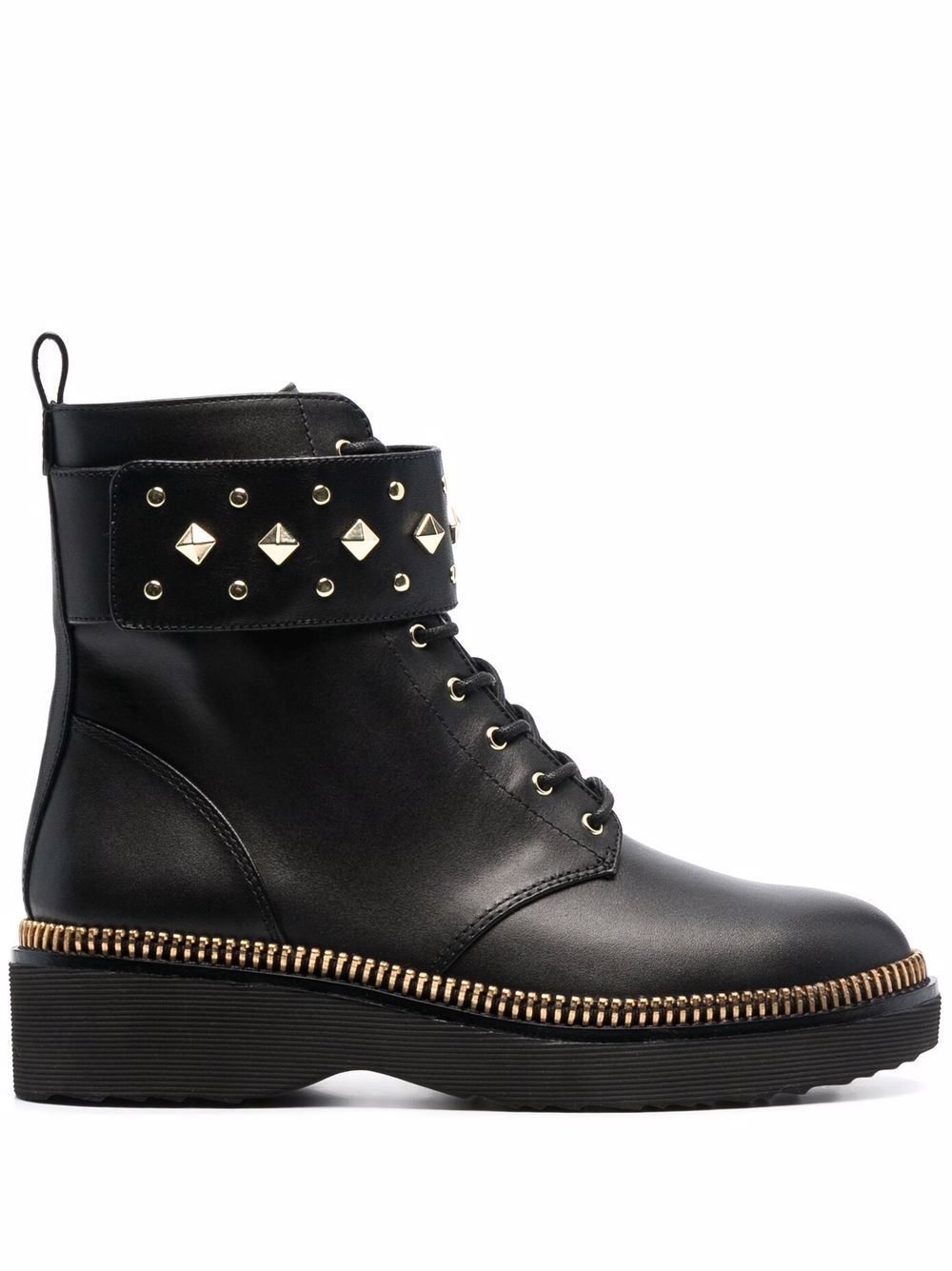 Haskell spike-strap leather boots - Black