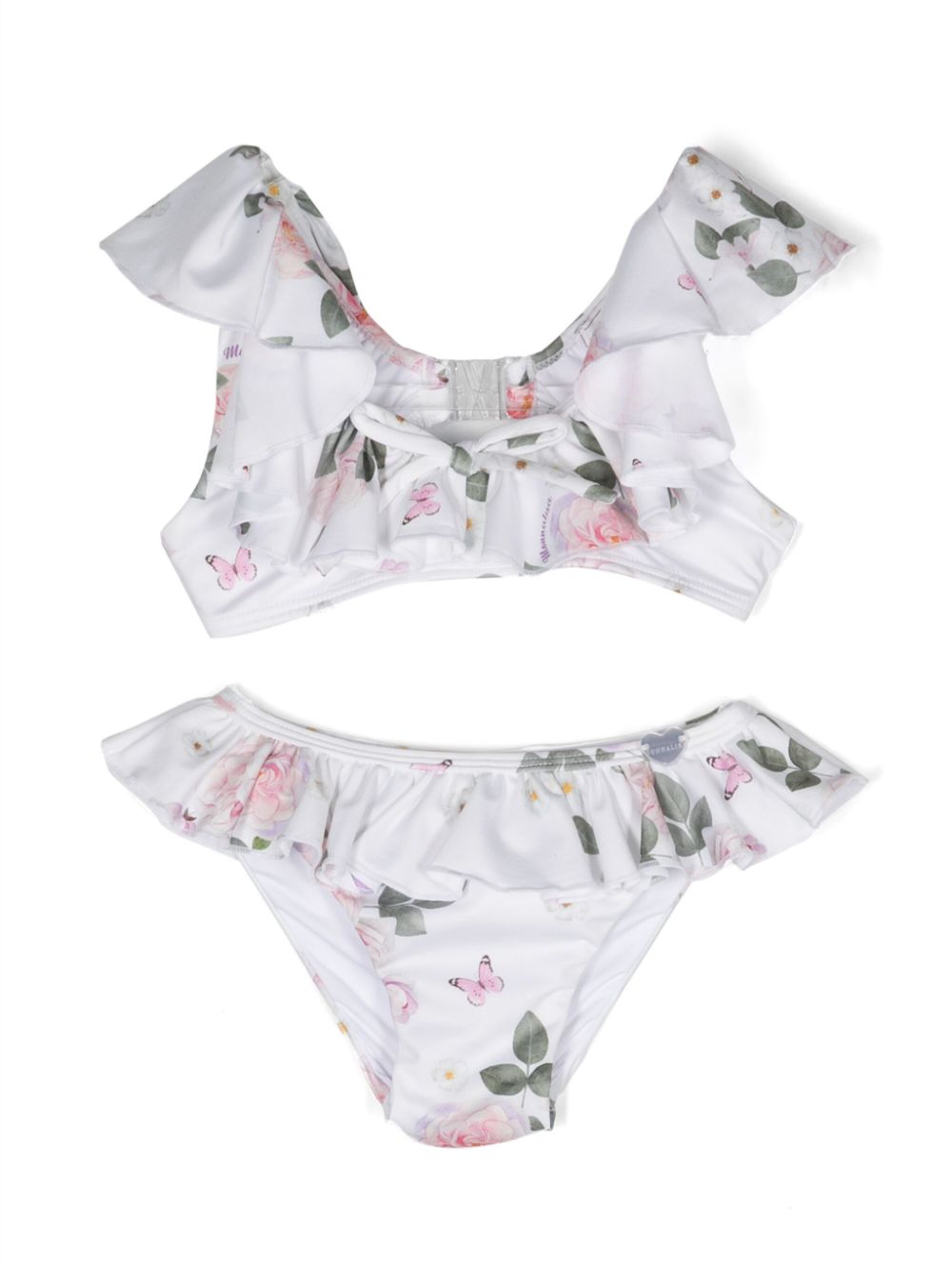 Floral-print ruffled bikini - White