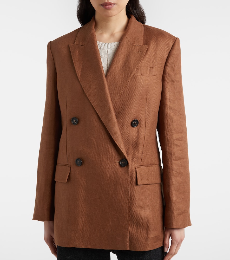 Double-breasted linen blazer