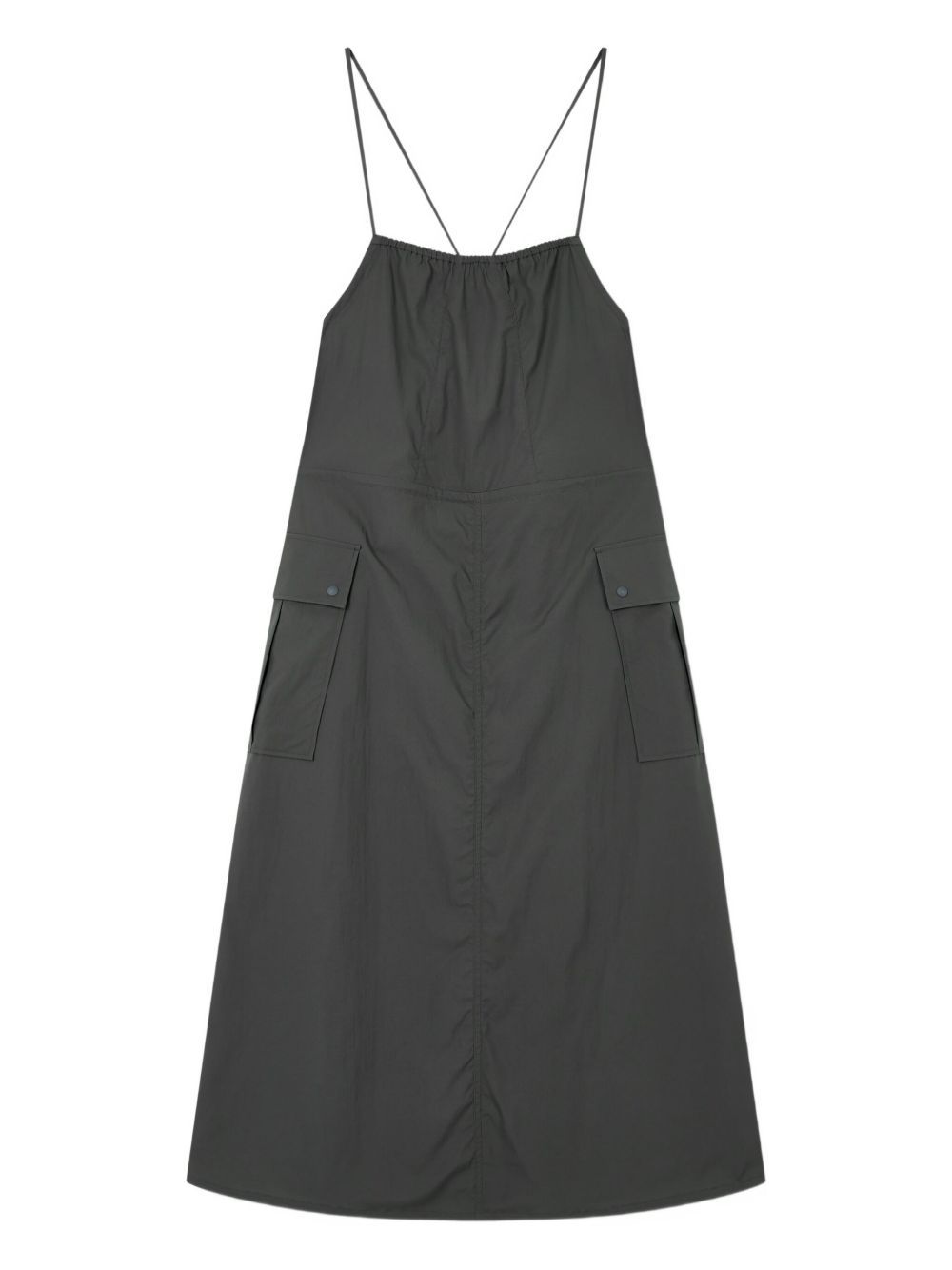 Cross-back pocket dress - Grey