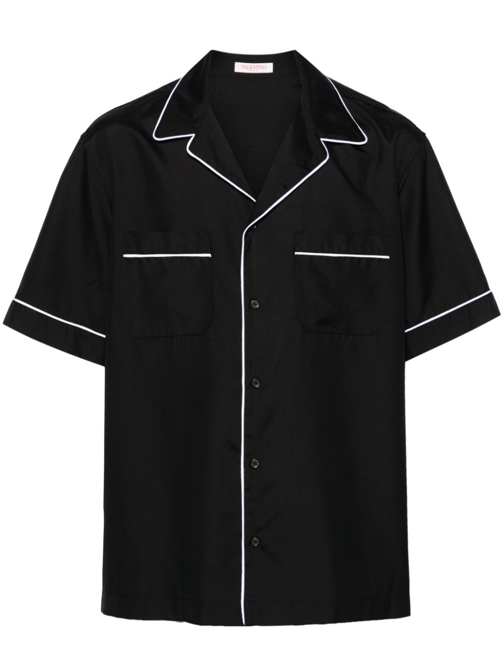 Piped-trim silk shirt - Black