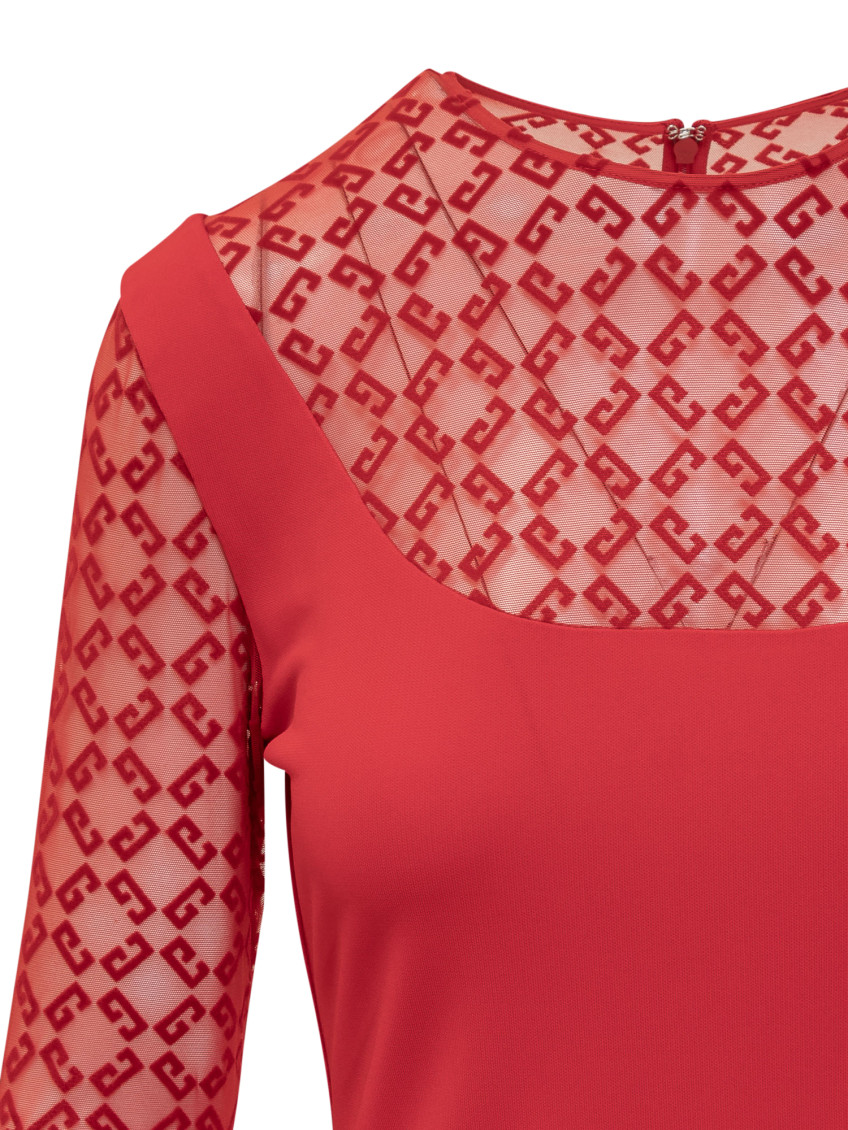 Monogrammed Sheer Panelled Dress