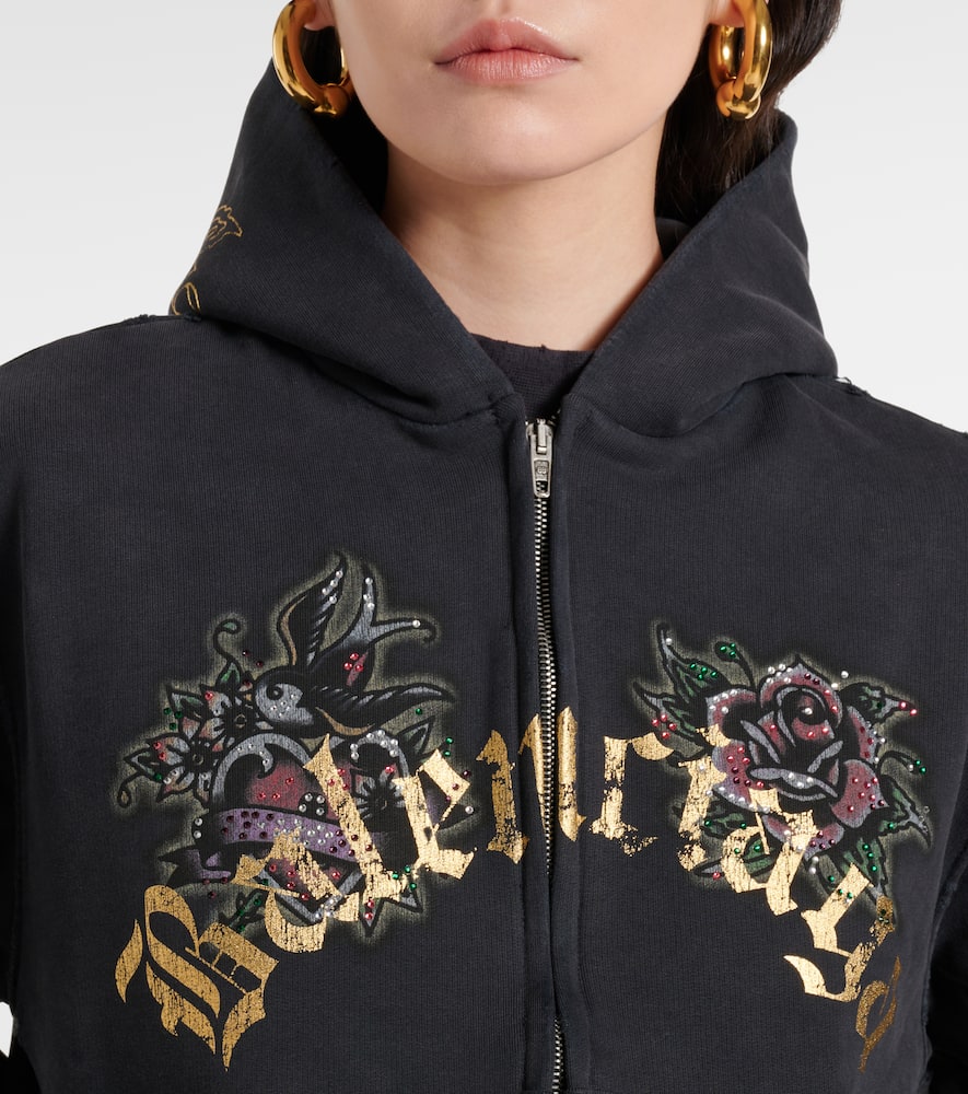 Balenciaga Tacky Tattoo distressed cotton fleece hoodie