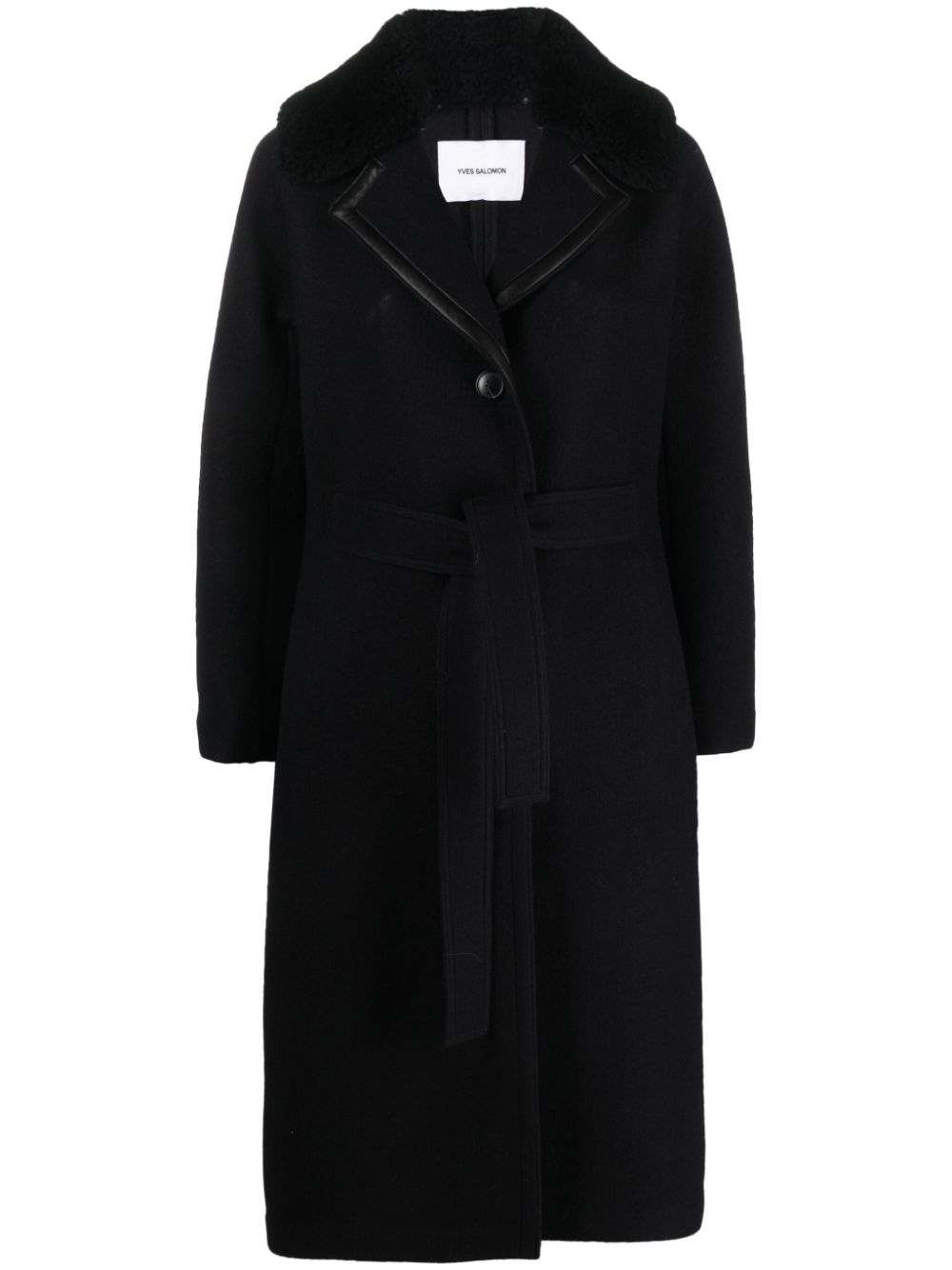 Belted felted-wool coat - Blue