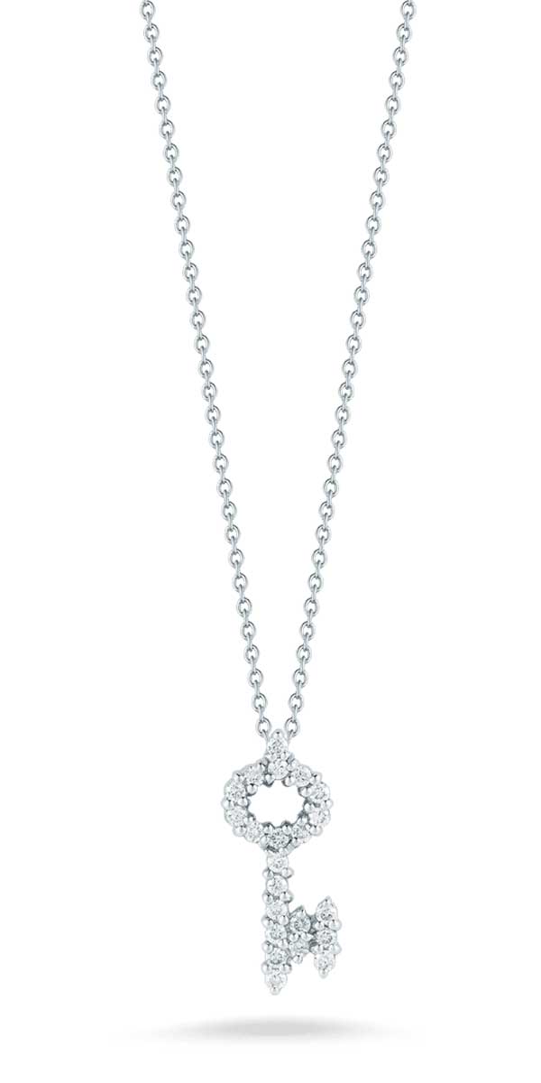 Necklace Tiny Treasures Diamond Key in 18K White Gold