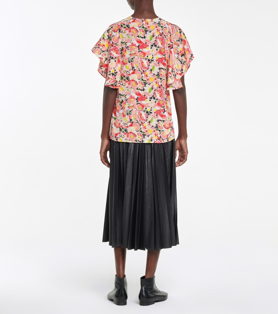 Floral silk crêpe blouse