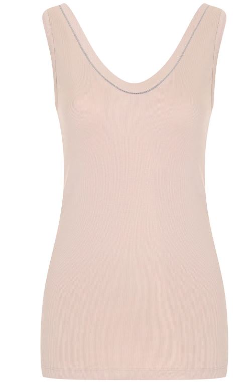 Monili bead-embellished ribbed-knit tank top - Neutrals