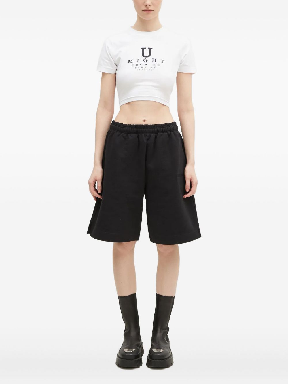Eye-chart cropped top - White