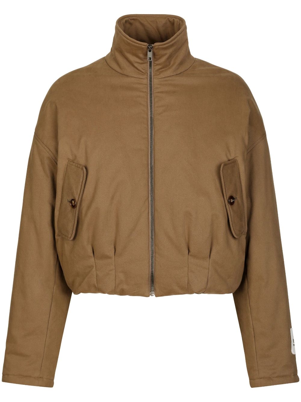 Logo-patch padded jacket - Brown