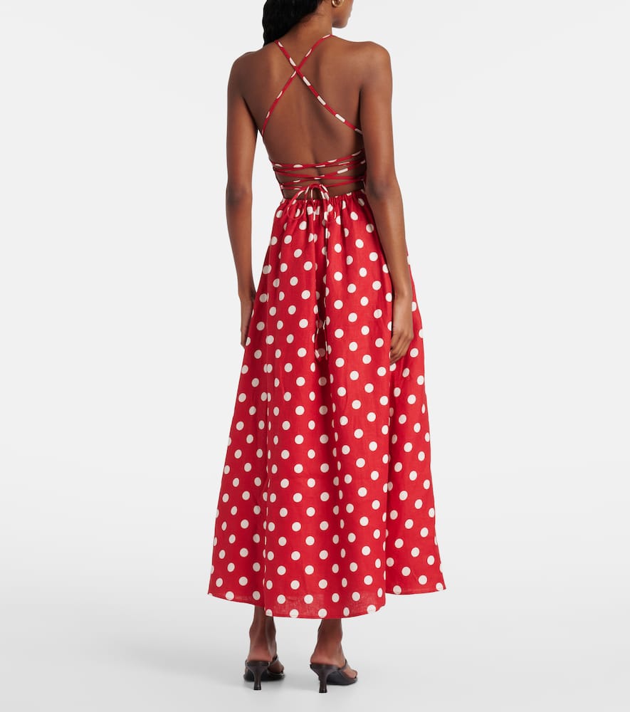 Lori polka-dot linen maxi dress