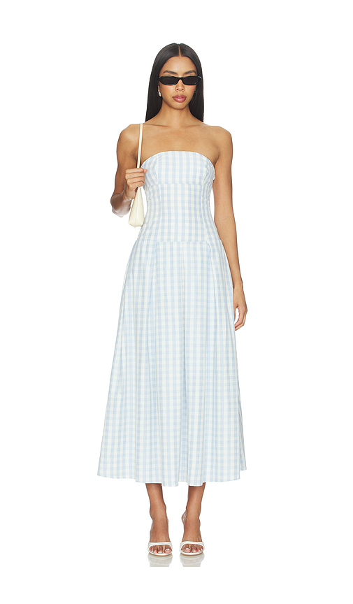 MORE TO COME Adley Strapless Maxi Dress in Baby Blue. XXS. Also in L, M, S