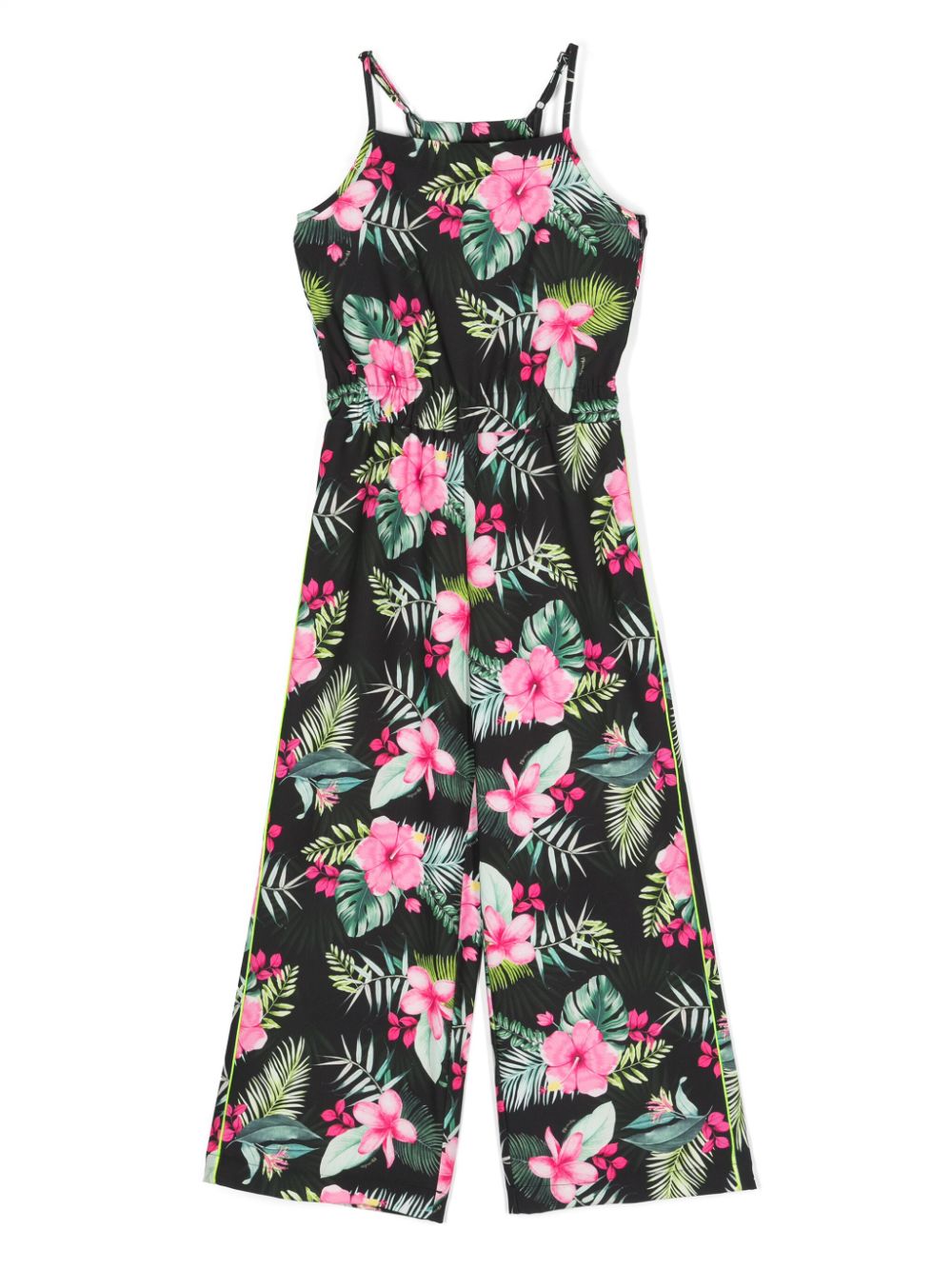 Floral-print jersey jumpsuit - Black