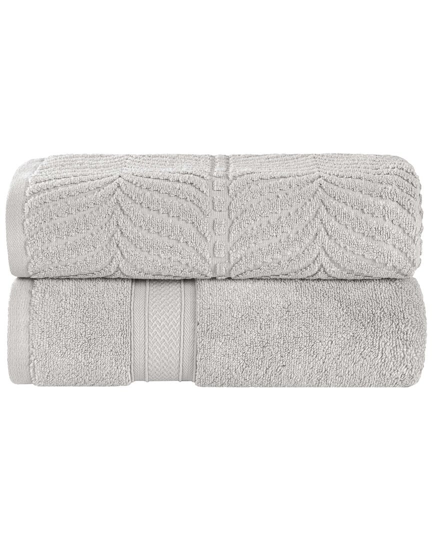 Superior Set of 2 Zero Twist Cotton Elegant Chevron Soft Absorbent Assorted Bath Sheets