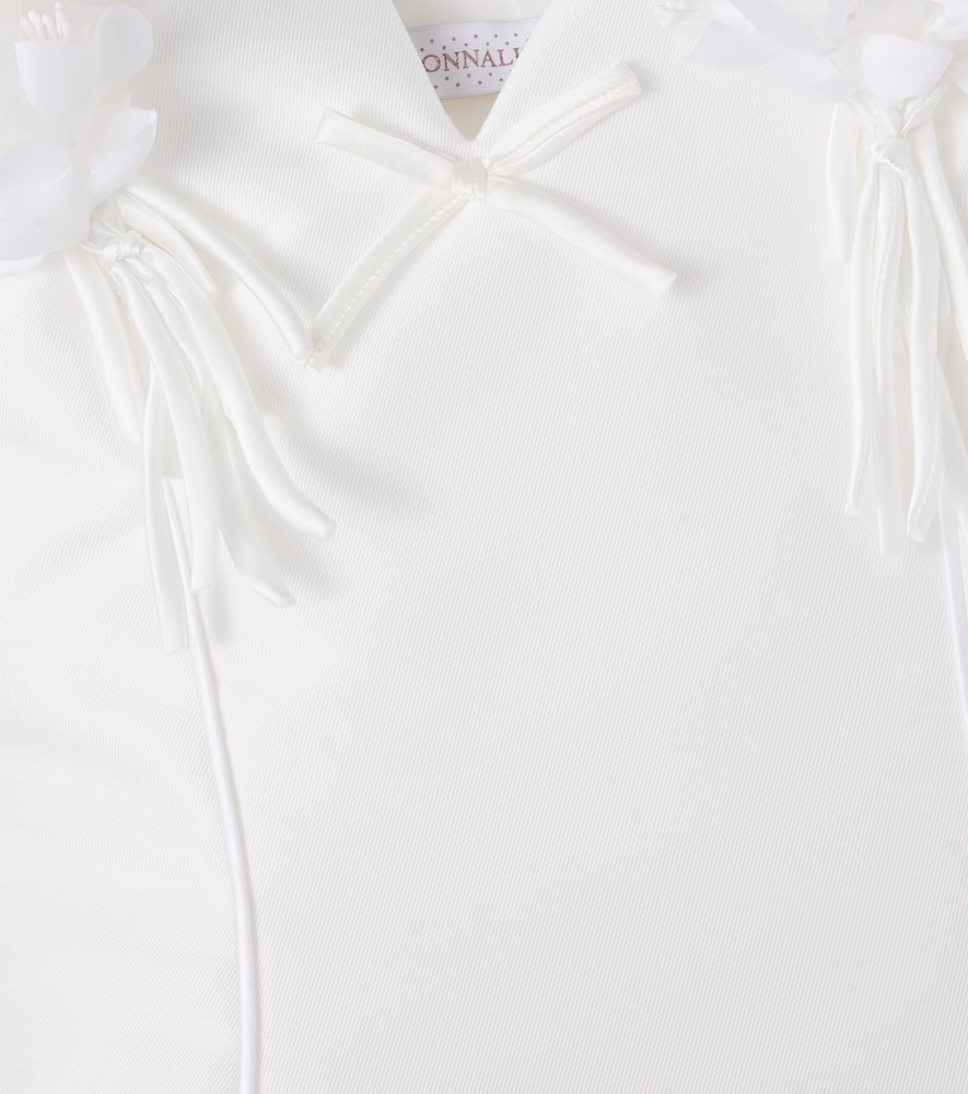 Bow-detail floral-appliqué dress