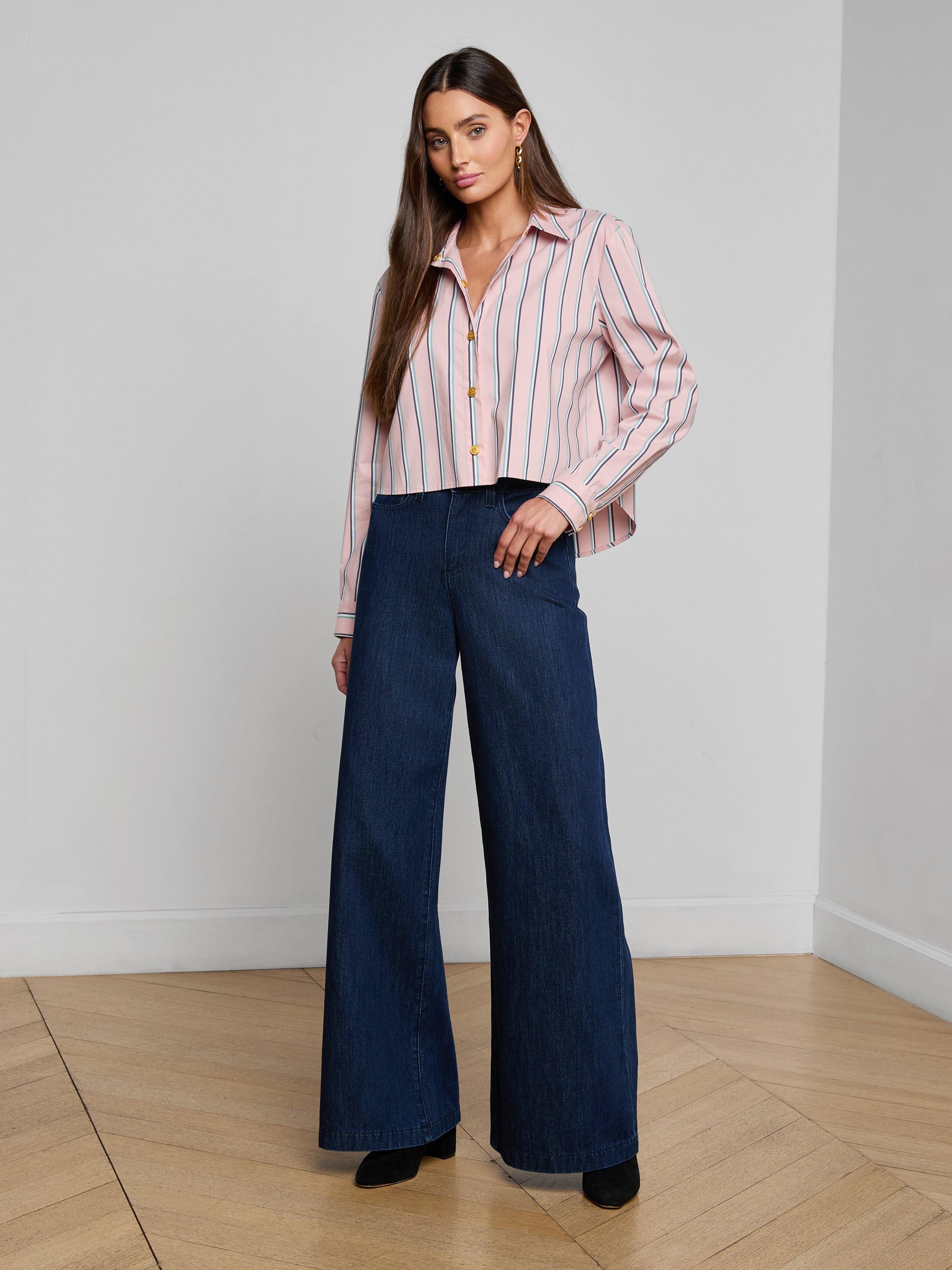 Cosette Shirt In Pale Rose Stripe