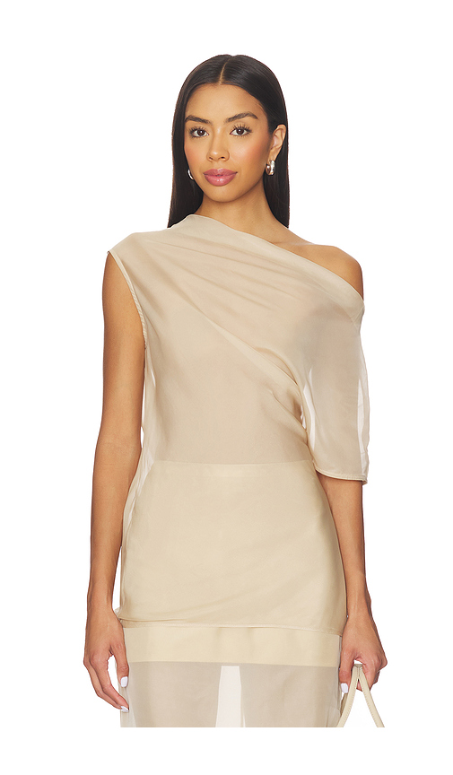 EAVES Saeunn Asym Top in Beige. XS. Also in L