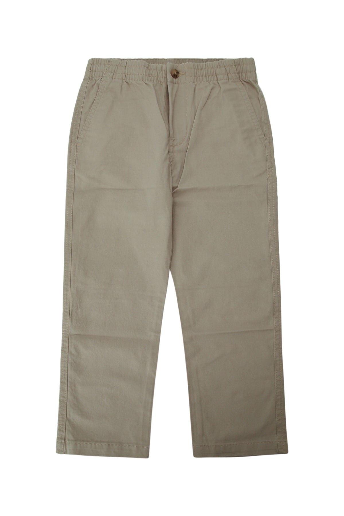 Elastic Waist Cotton Trousers — Beige