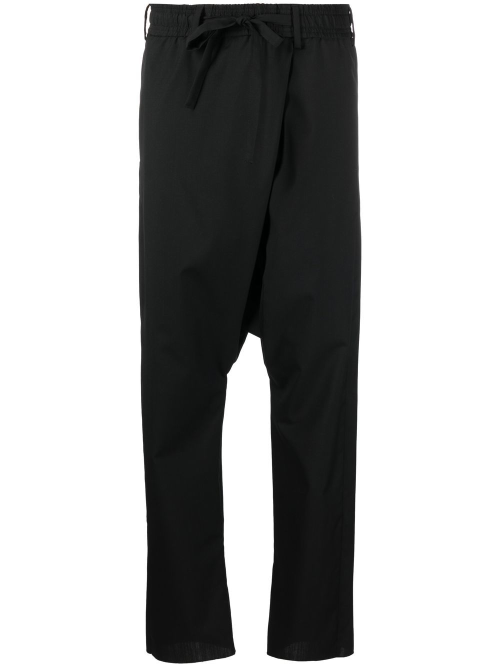 Drawstring drop-crotch trousers - Black