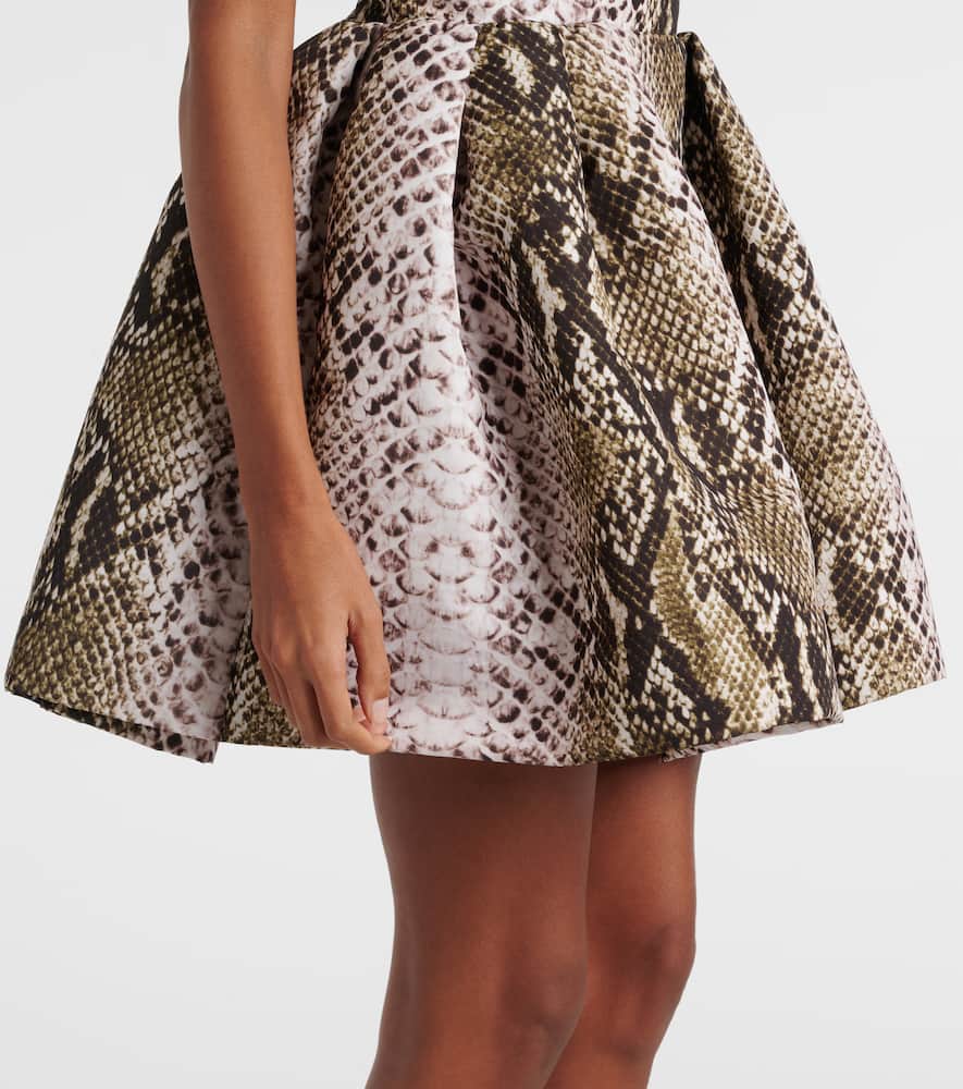 Snake-print faille minidress