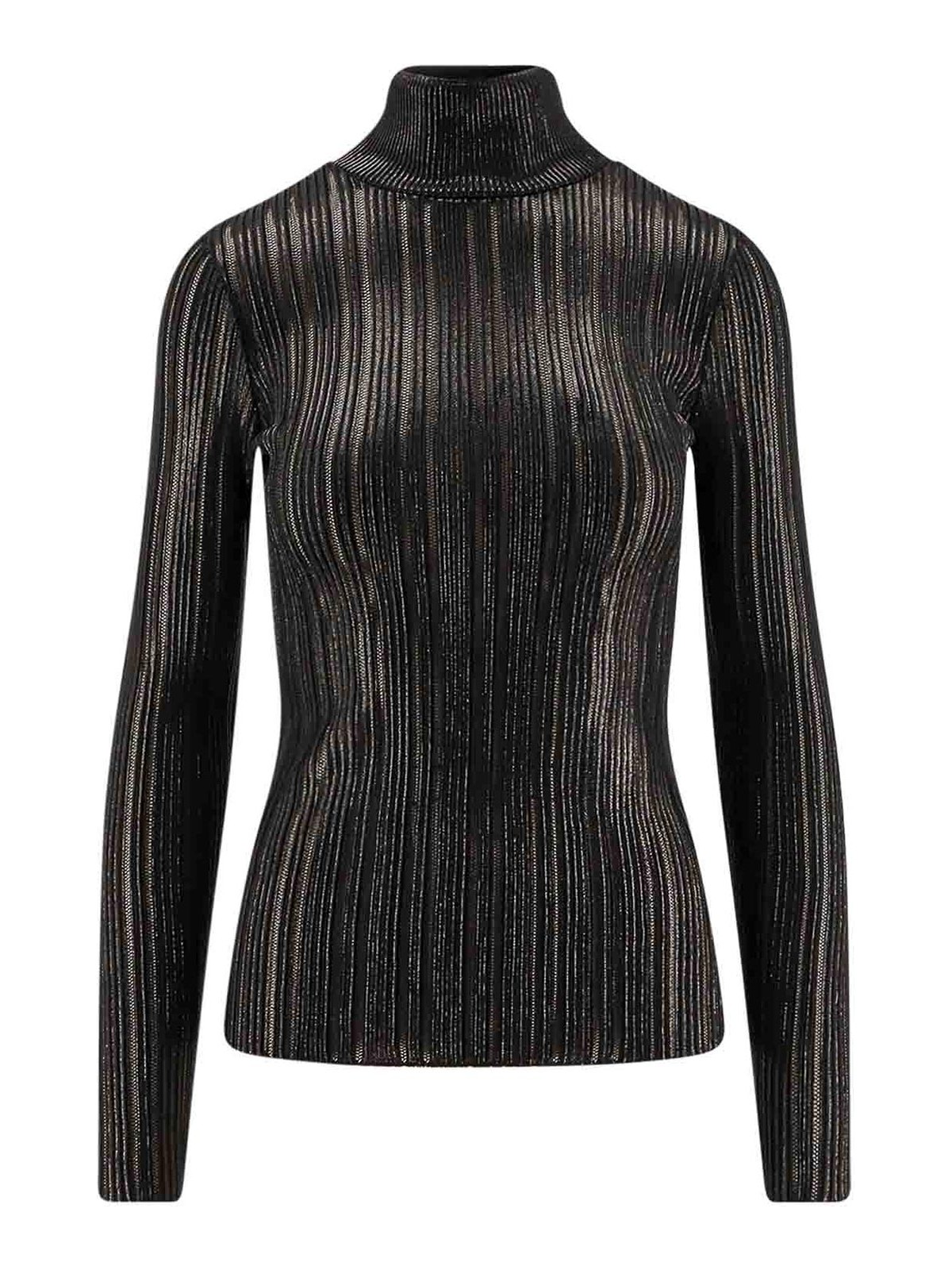 High neck shirt in metal fabric