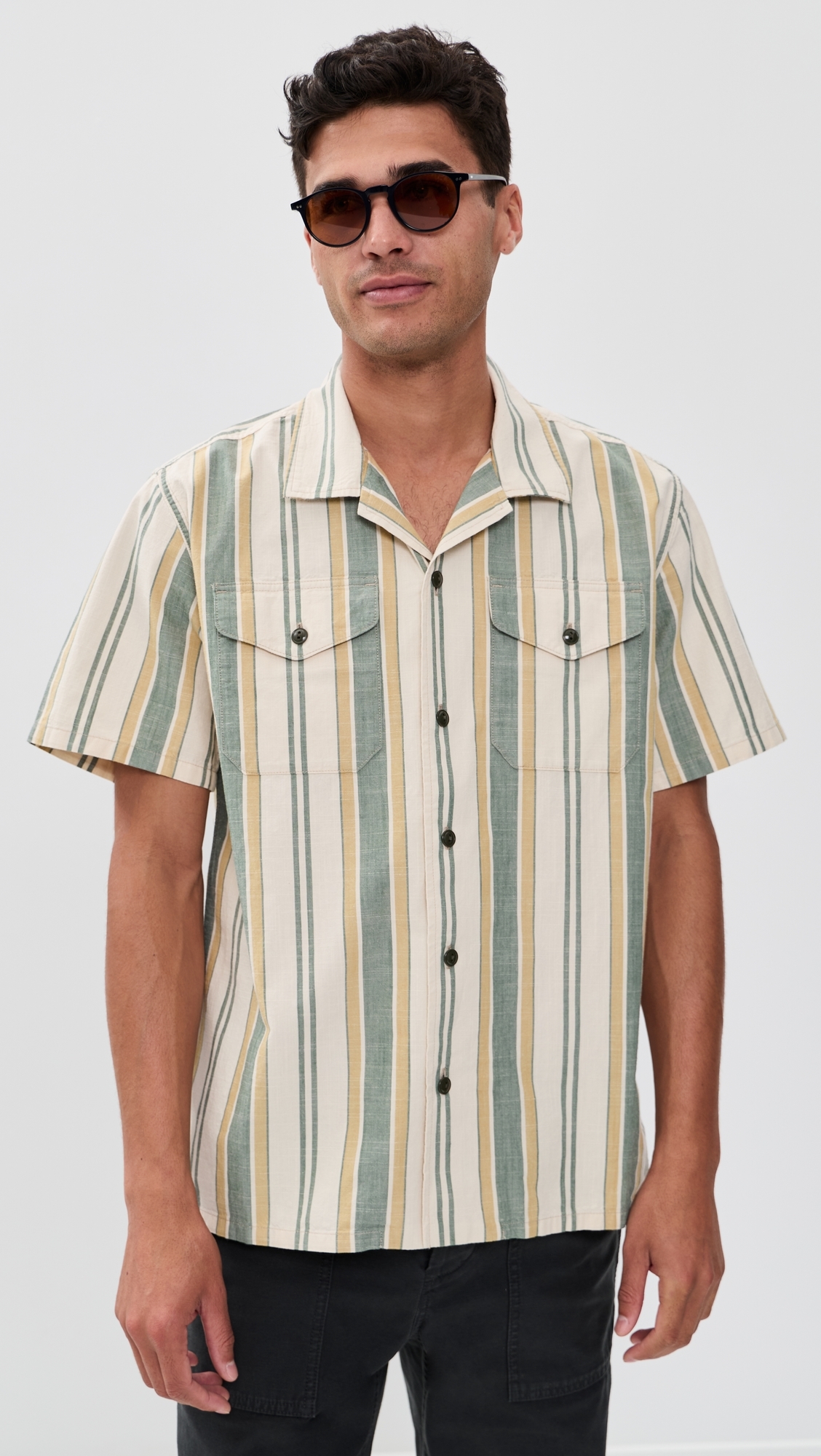 Short Sleeve Chambray Camp Shirt Natural/Khaki