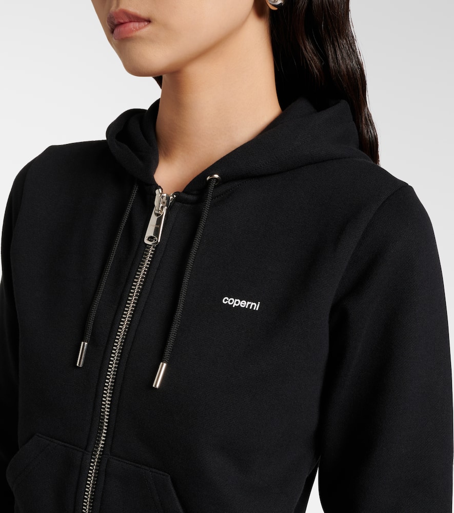 Cotton-blend jersey zip-up hoodie
