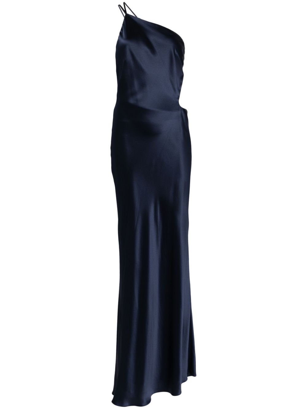 Asymmetrical design silk gown - Blue