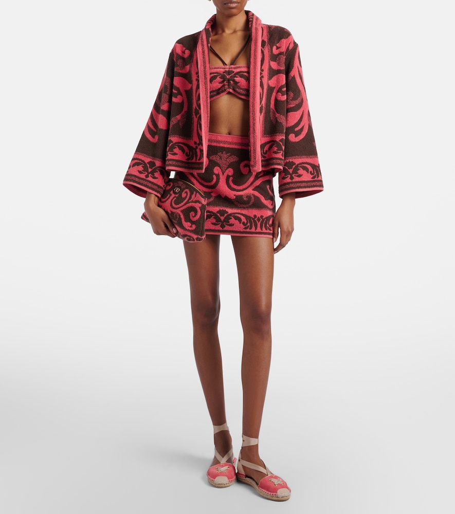 Cotton terry jacquard miniskirt