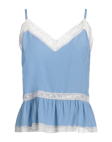 P. a.r. o.s. h. Woman Top Light blue Size M Silk, Elastane