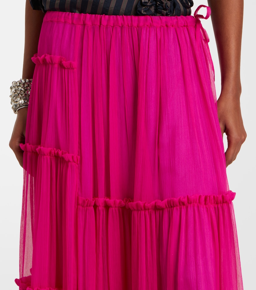 Asymmetric silk muslin skirt