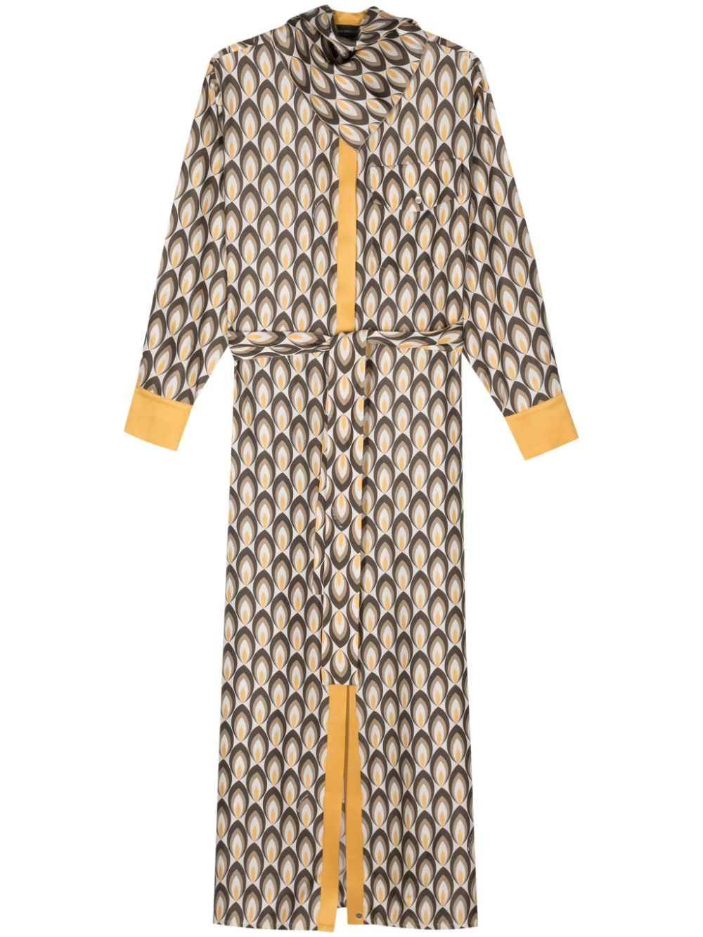 Geometric-pattern maxi silk dress - Neutrals
