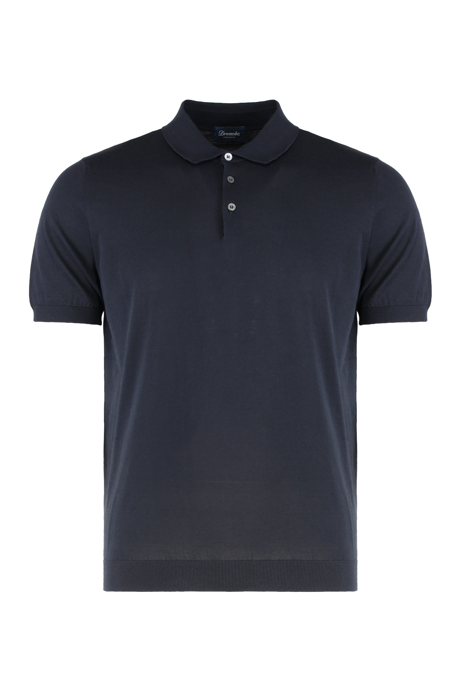 Knitted Cotton Polo Shirt — Navy