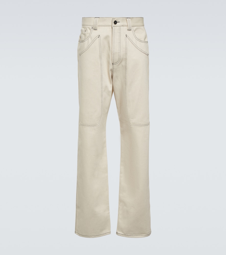 Paneled straight cotton pants