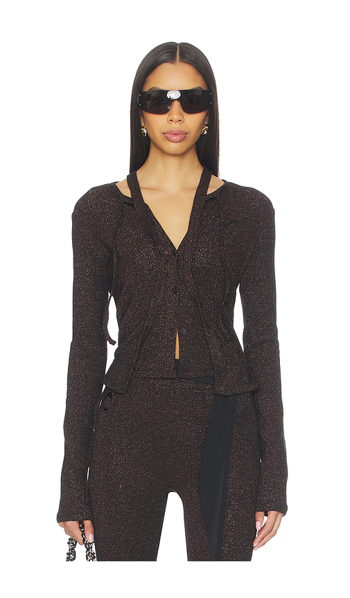 Ottolinger Double Closure Rib Cardigan in Black. L. Also in M
