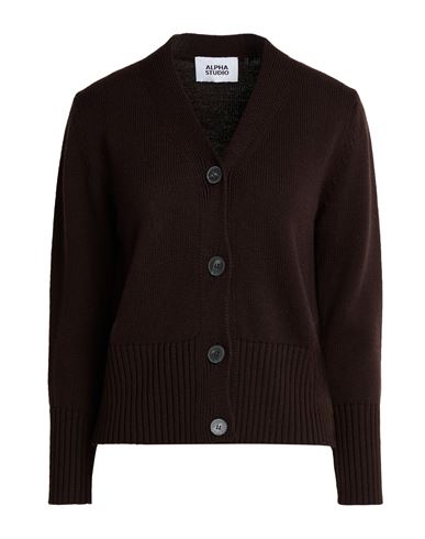 Woman Cardigan Dark brown Size 2 Merino Wool