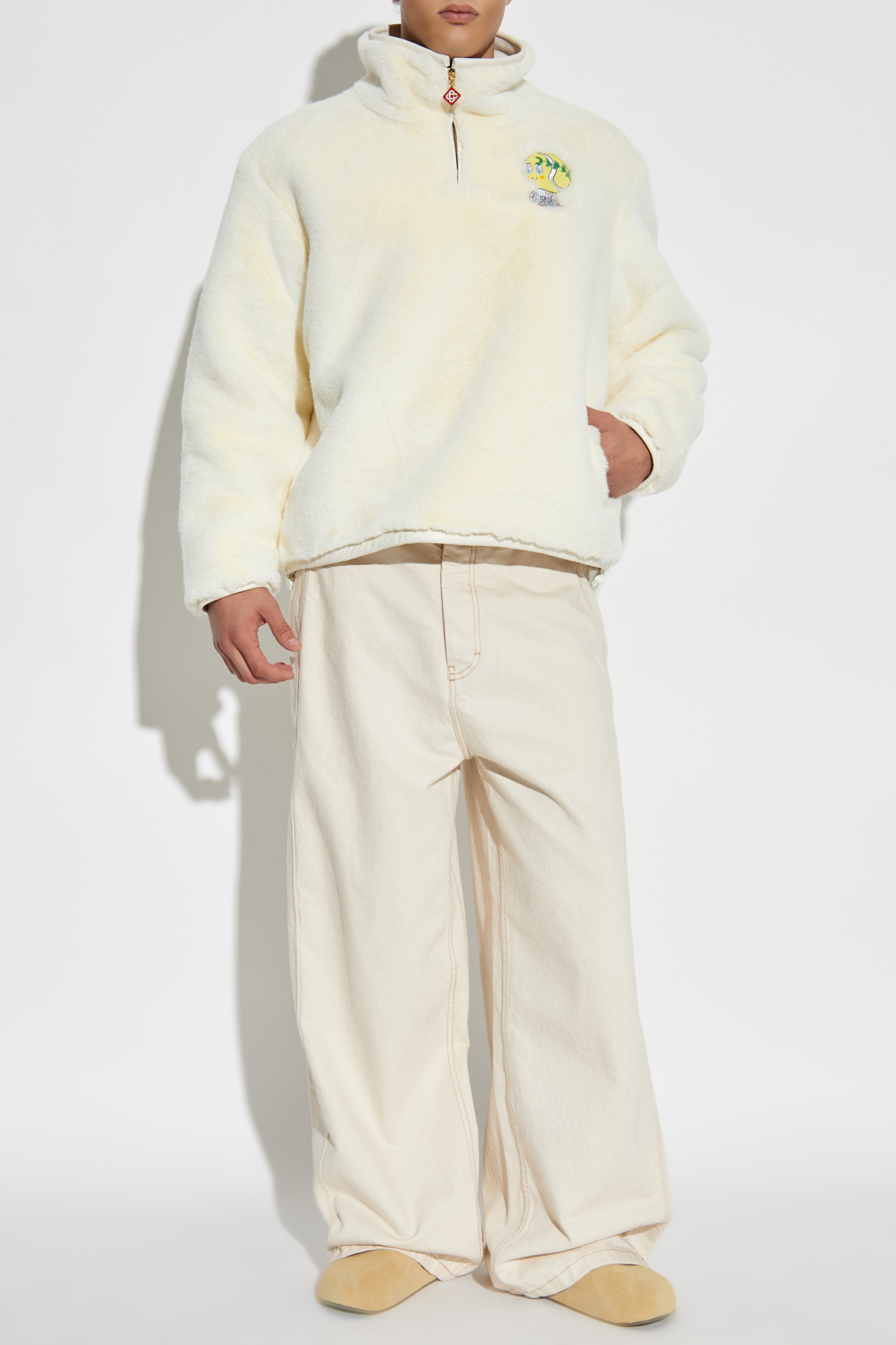 Faux Fur Jacket, Men's, Cream
