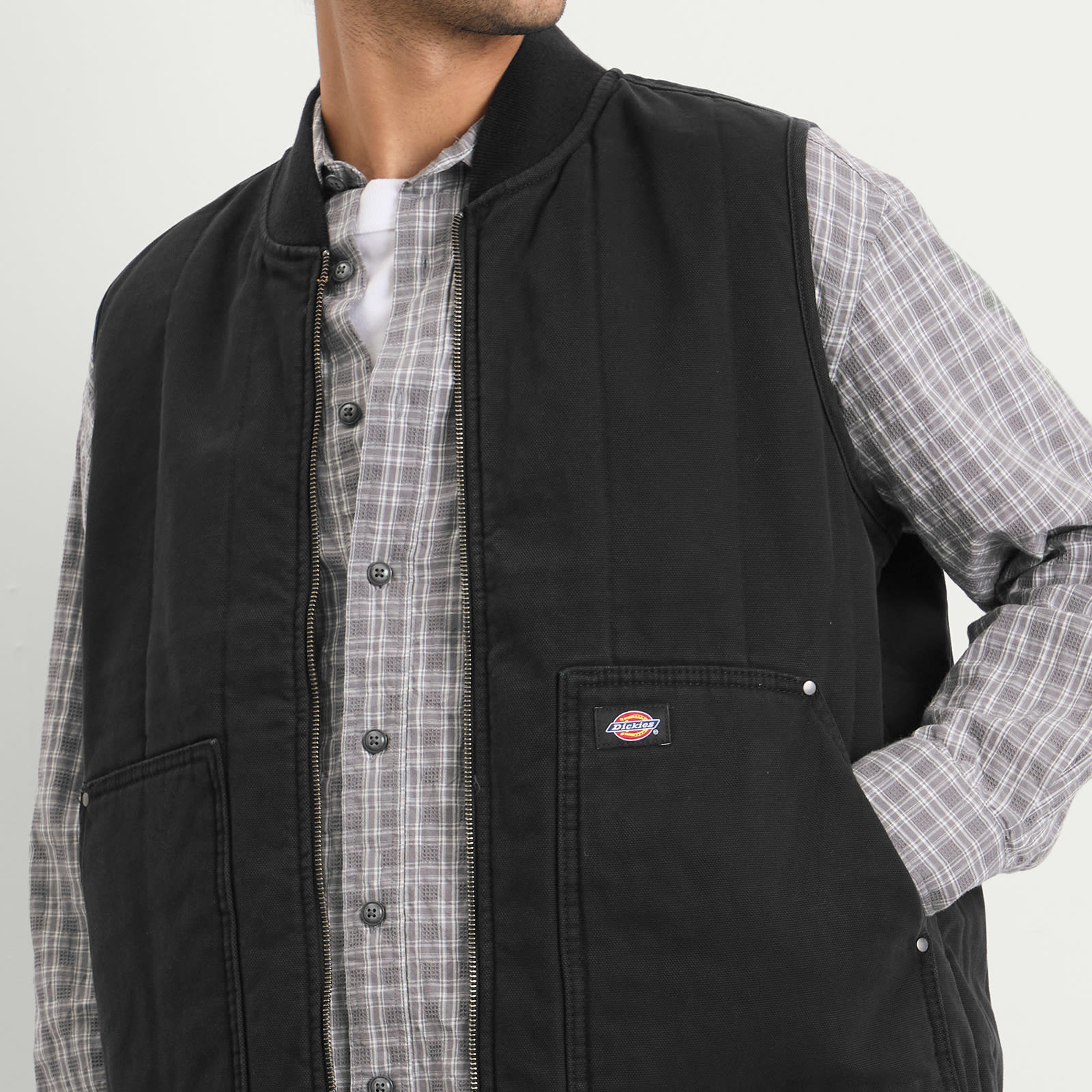 Men's Quilted Canvas Vest Black
