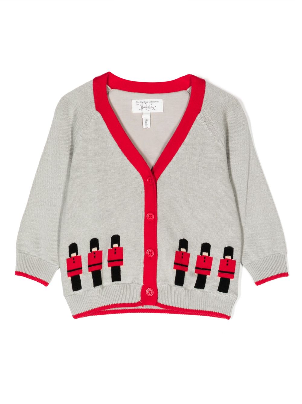 Intarsia-knit V-neck cardigan - Grey