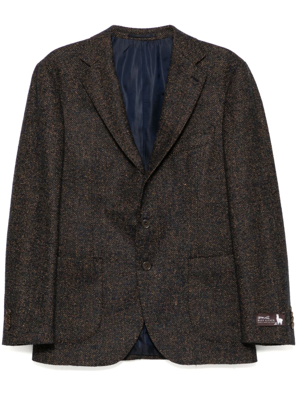 Herringbone single-breasted blazer - Blue