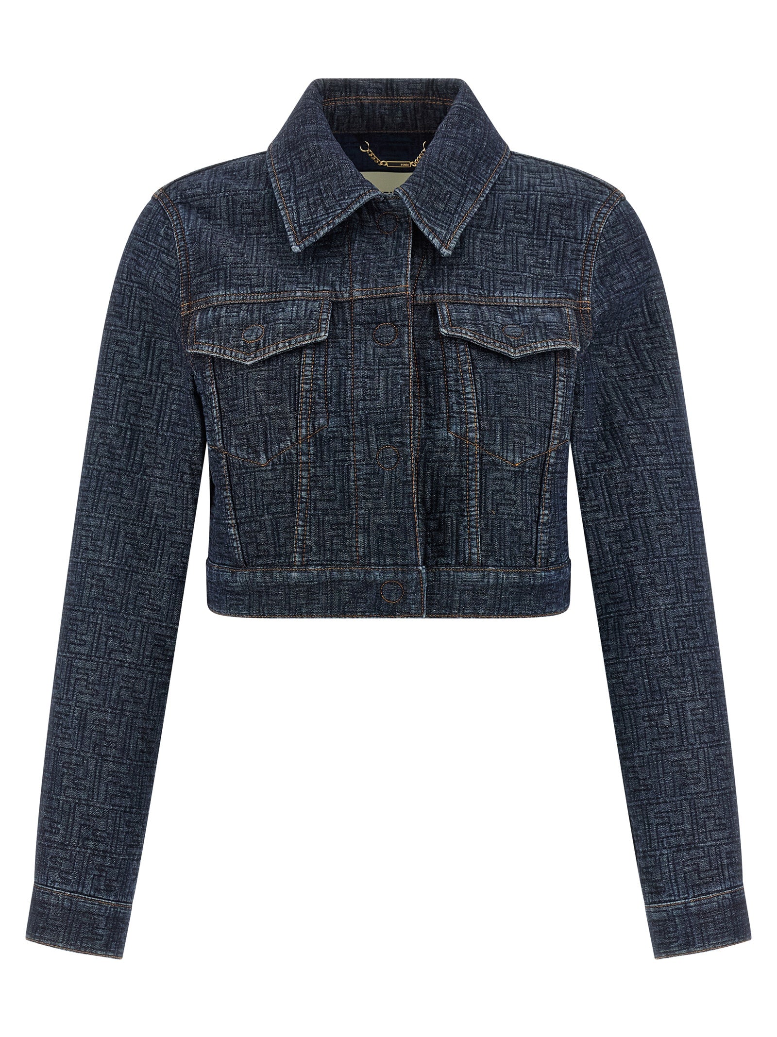 Padded FF Jacquard Denim Jacket — Blue
