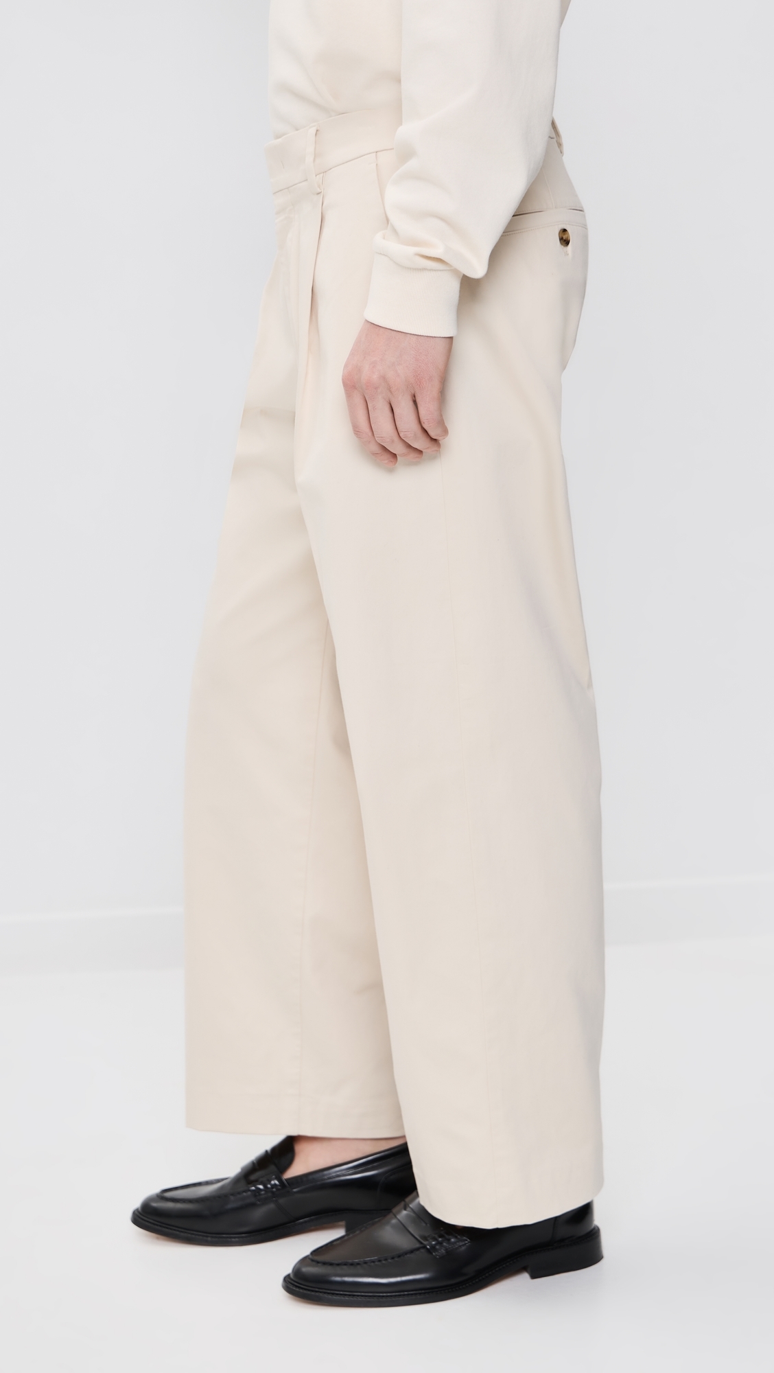 Kaye Cotton Relaxed Pleated Trousers Ivory
