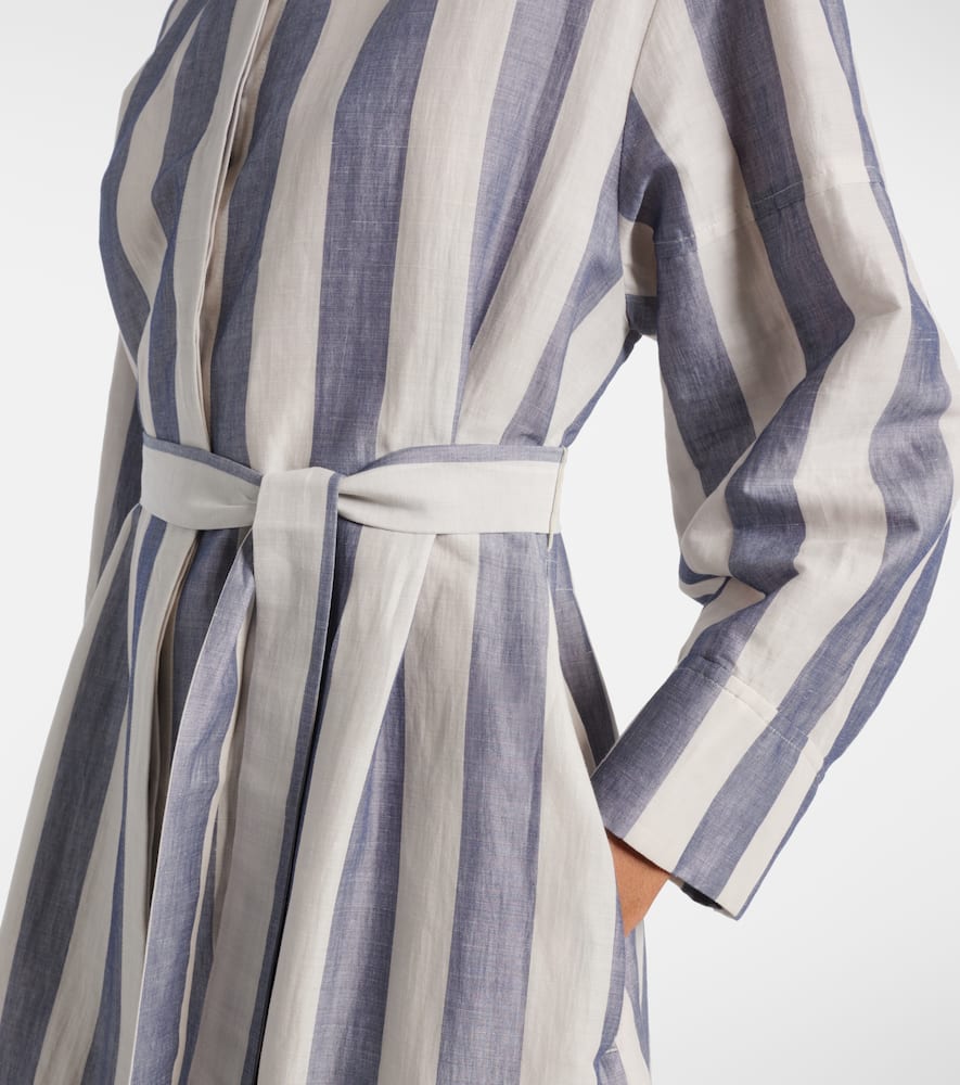 Rima striped ramie and cotton midi dress