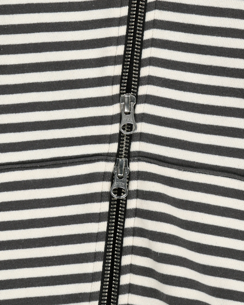 STRIPE UNBALANCED ZIPUP HOODIE