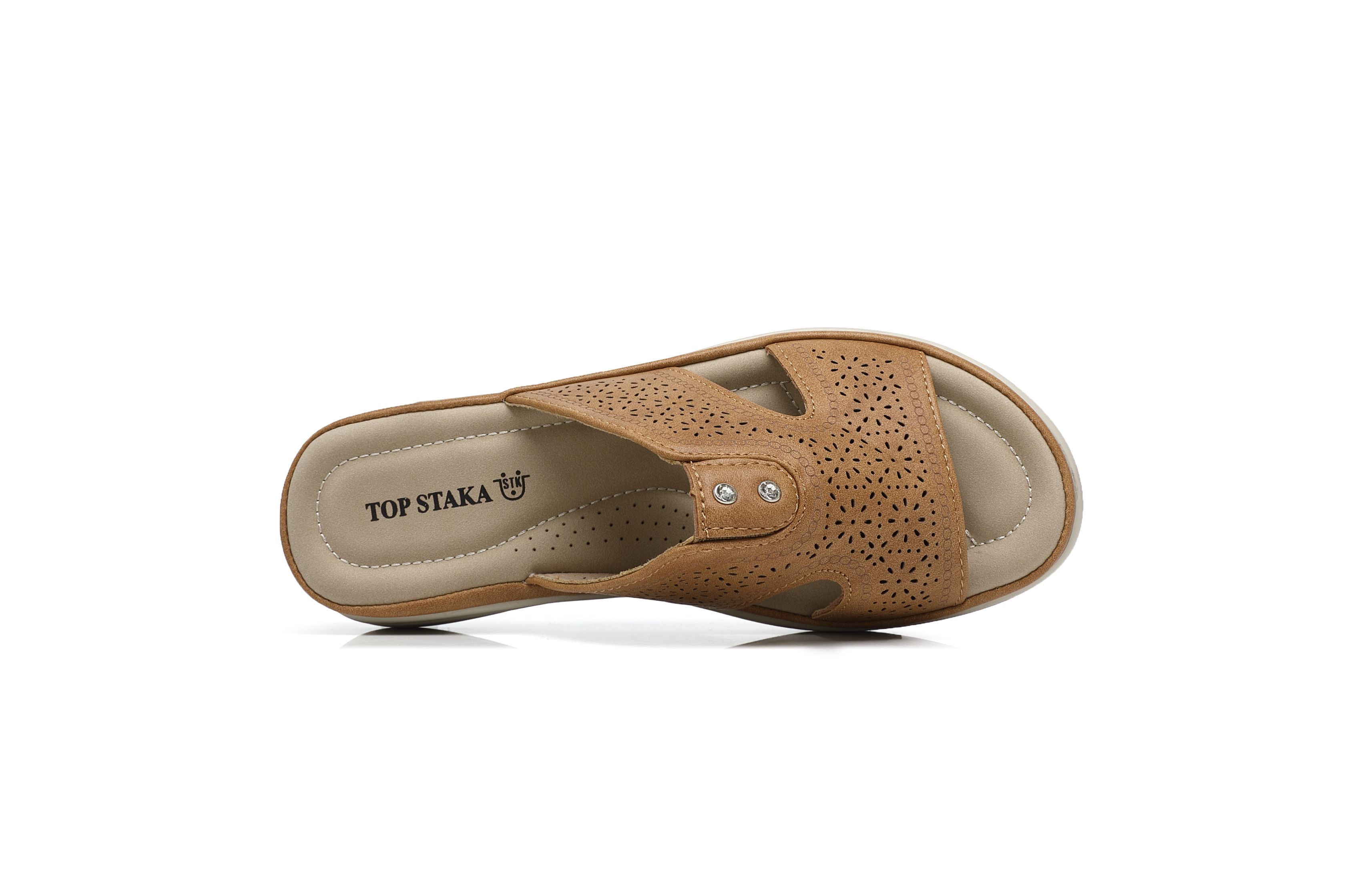 Ivachy Cushioned Cut Out Mule Lightweight Slide Sandals In Came